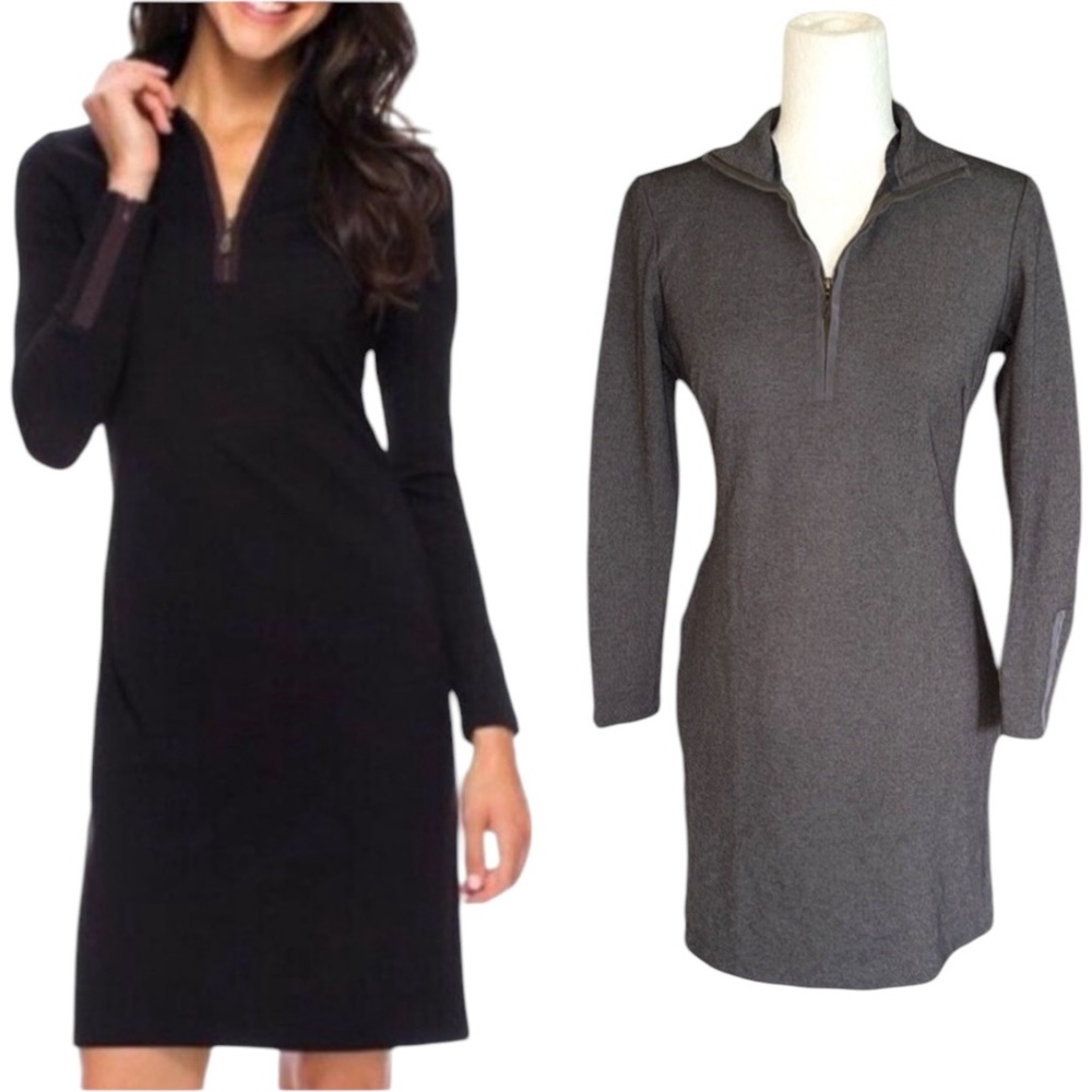 J. McLaughlin Bedford Charcoal Gray Quarter Zip Fitted Zipper Sleeve Dress - XS